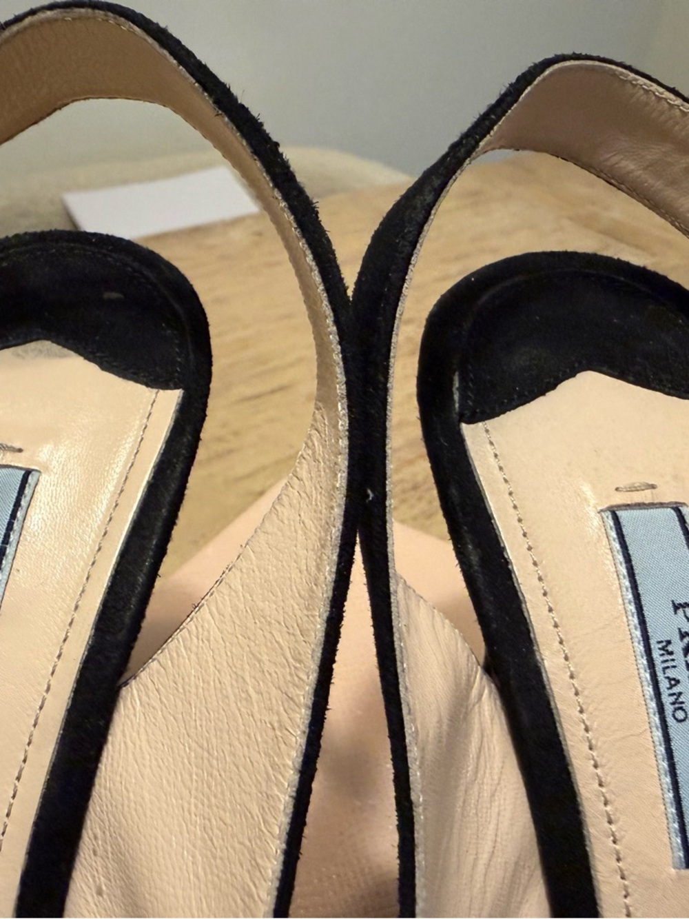 Barely worn!!! Prada Black Suede Open-Toe Ankle Strap Heels - Picture 8 of 11